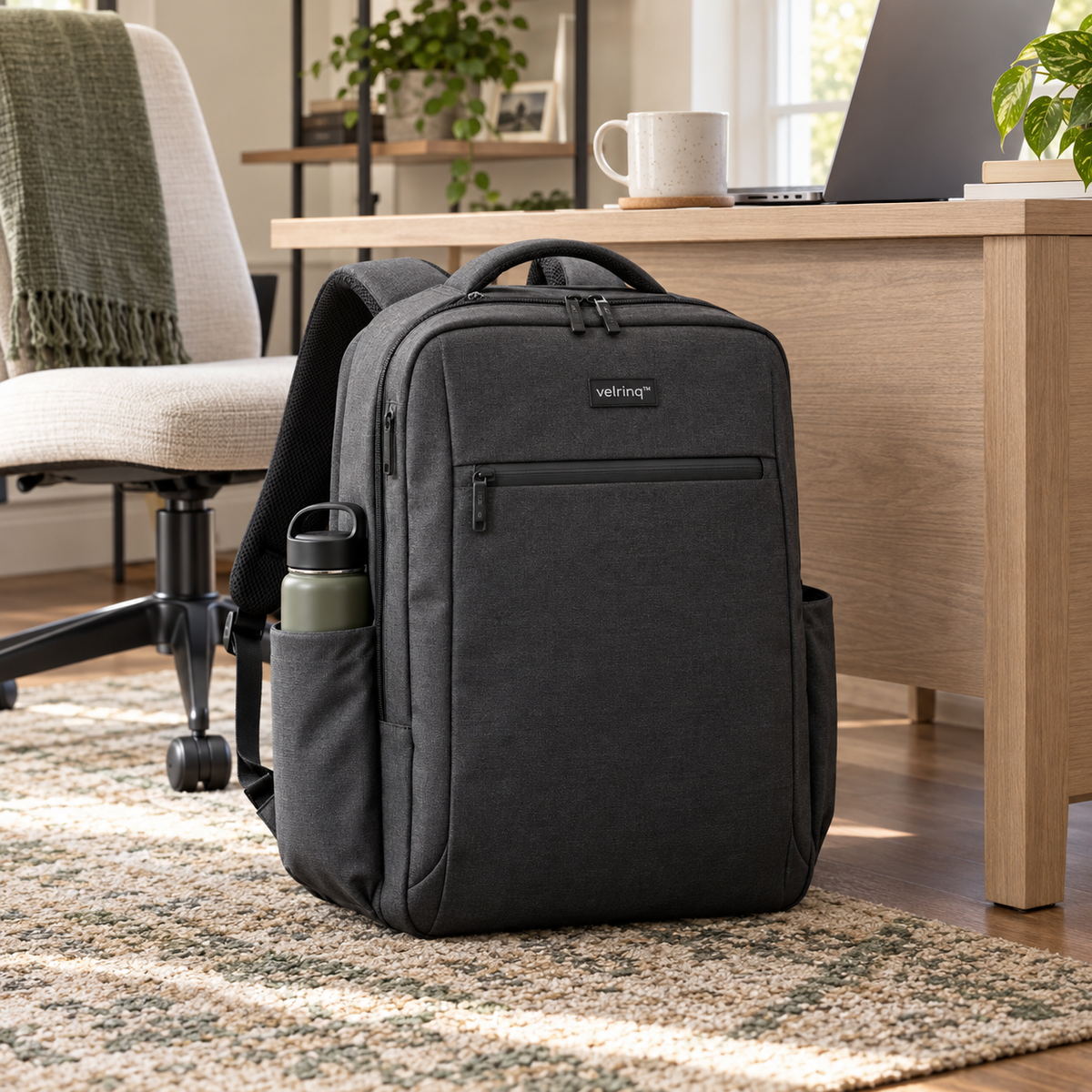 velrniq™ MetroShield Water-Resistant Commuter Laptop Backpack
