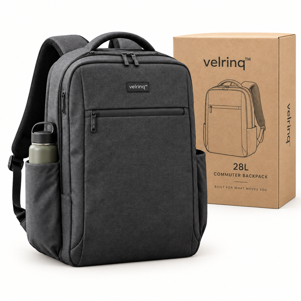 velrniq™ MetroShield Water-Resistant Commuter Laptop Backpack