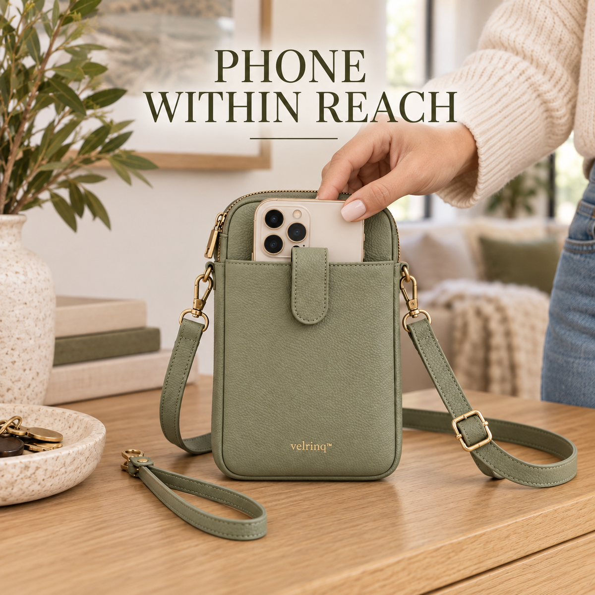 velrniq™ PocketLink Detachable-Strap Phone Crossbody Bag