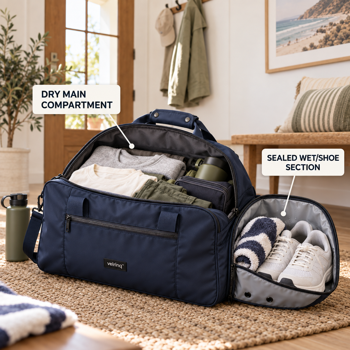 velrniq™ AquaSplit Wet/Dry Short-Trip Duffel Bag