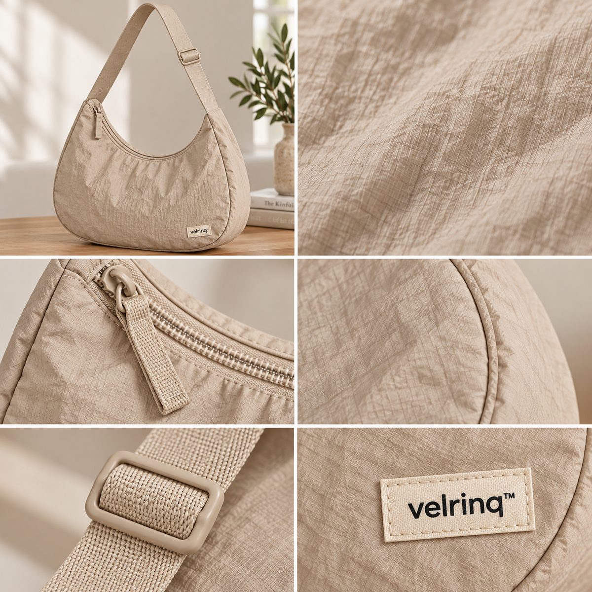 velrniq™ MoonArc Lightweight Crescent Shoulder Bag