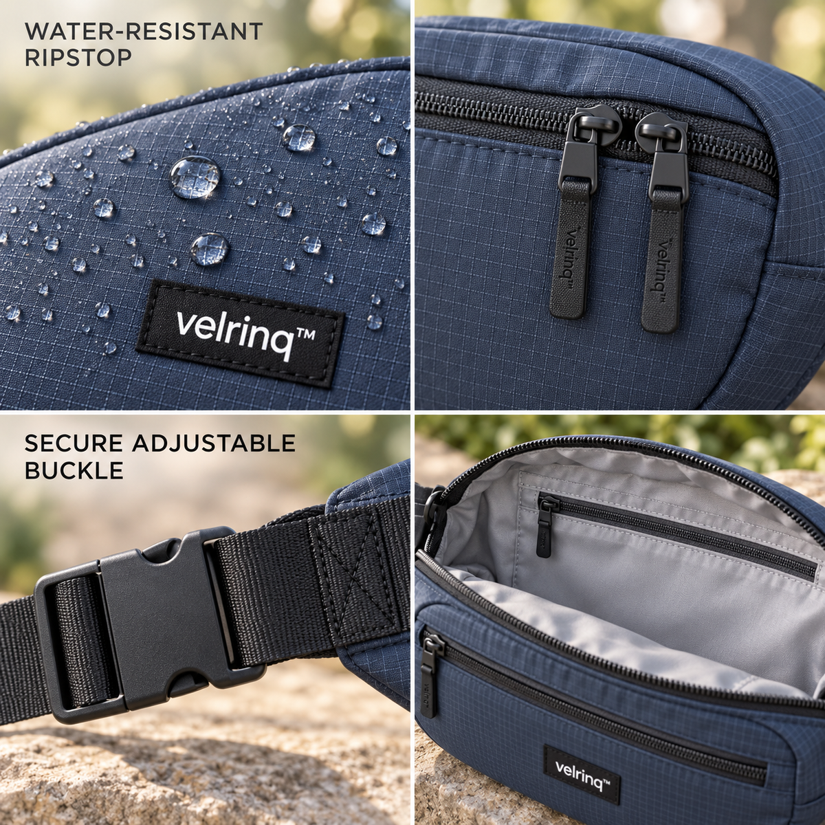 velrniq™ RainArc Adjustable Water-Resistant Waist Pack