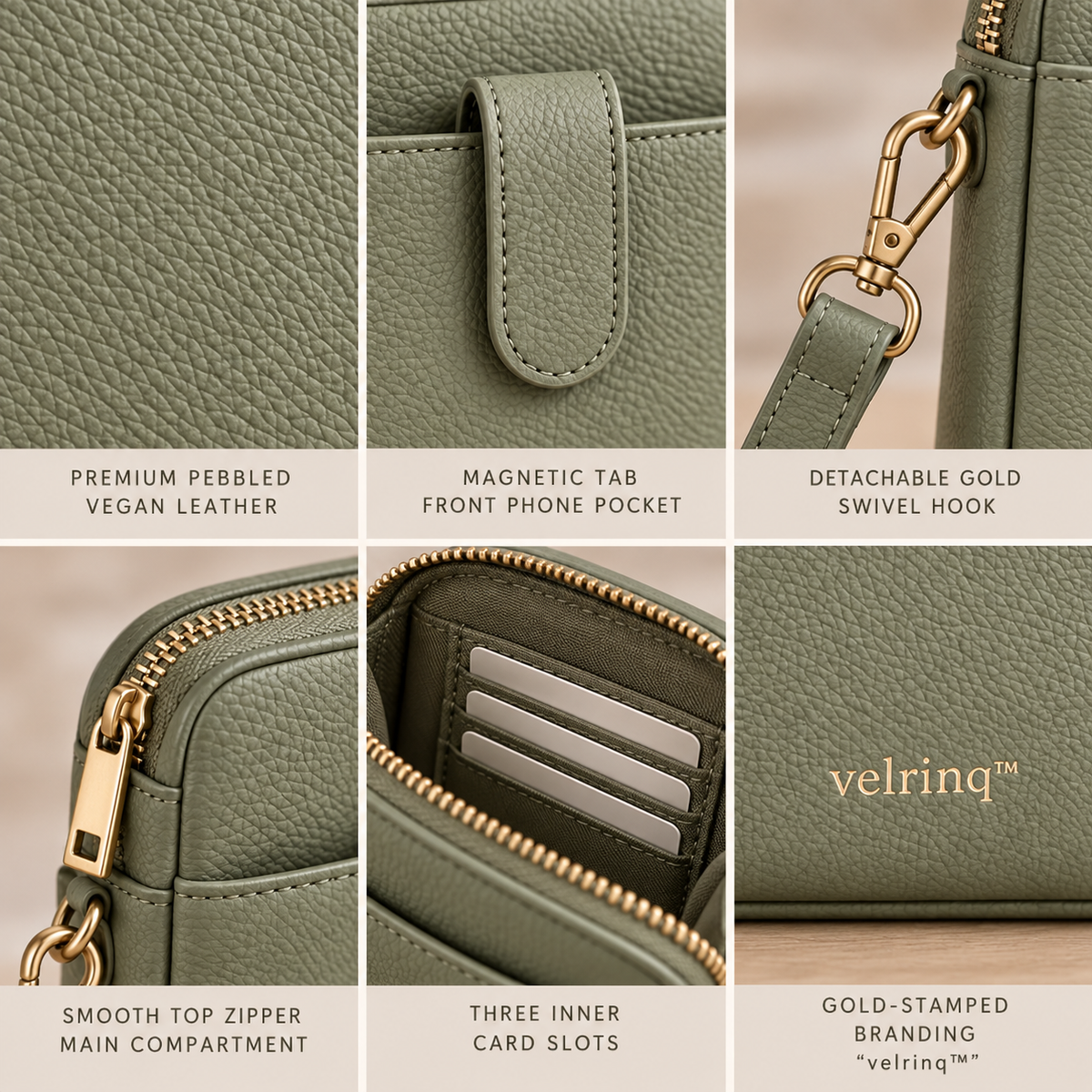 velrniq™ PocketLink Detachable-Strap Phone Crossbody Bag
