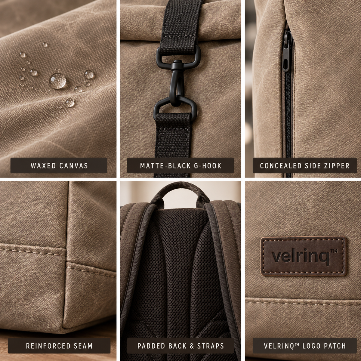 velrniq™ RouteVault Anti-Theft Roll-Top Travel Backpack