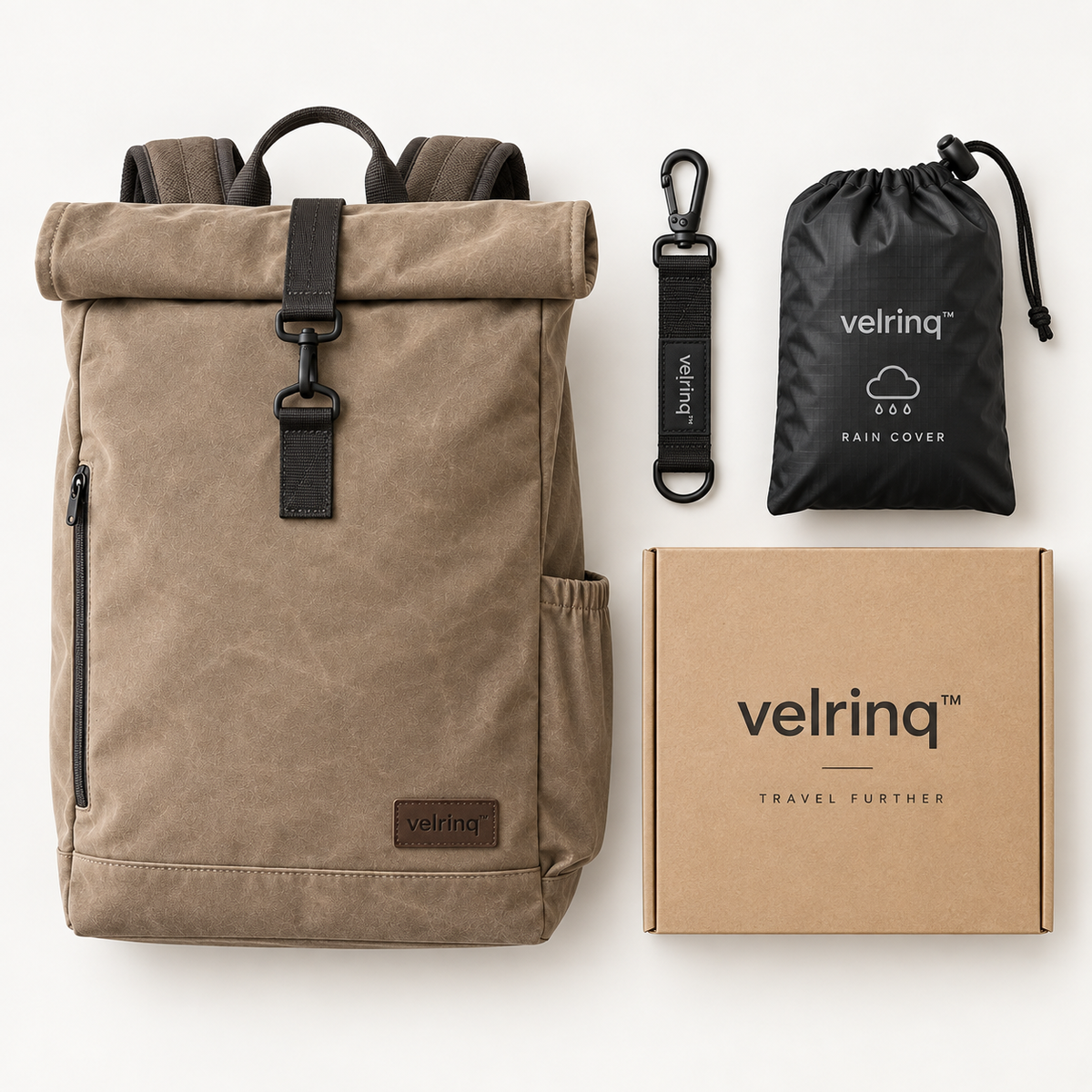 velrniq™ RouteVault Anti-Theft Roll-Top Travel Backpack