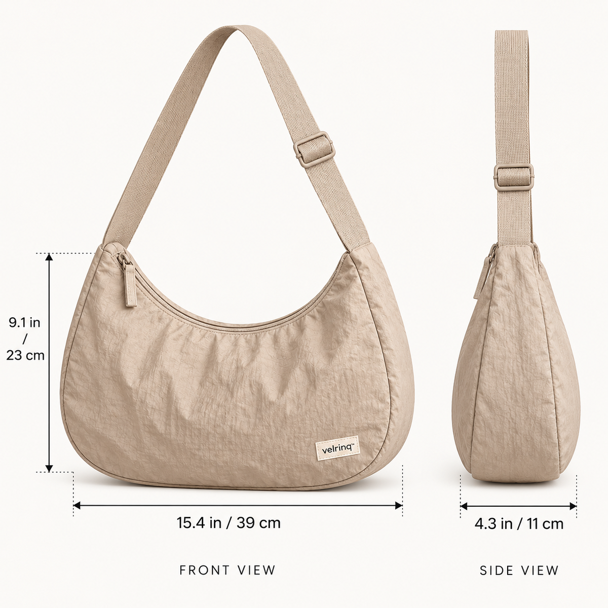 velrniq™ MoonArc Lightweight Crescent Shoulder Bag