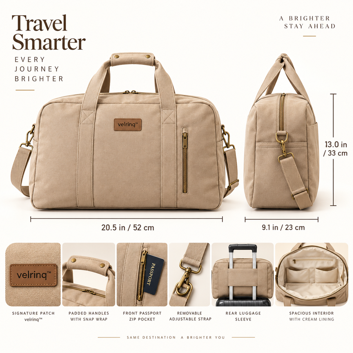 velrniq™ GlideSleeve Trolley-Compatible Weekender Bag